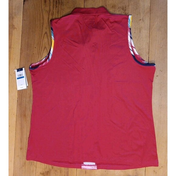 IZOD Golf SwingFlex Tank Top Women XL Red Multi Stripe Sleeveless Activewear NWT - Picture 3 of 6